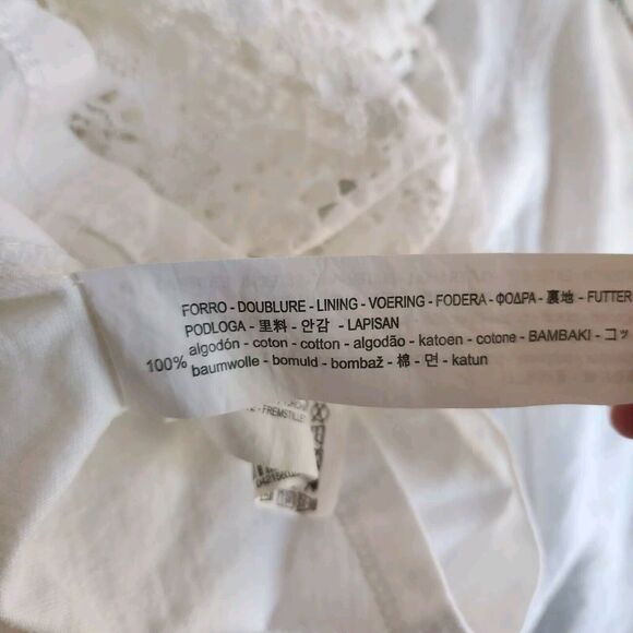 Zara Girls White Off Shoulder Cotton Blend Lace Eyelet Dress Sz 13/14 Communion - Picture 5 of 5